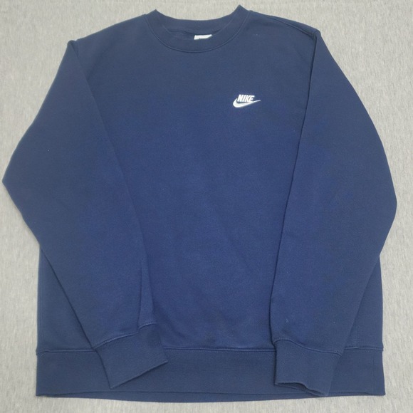 Nike Other - Nike Sweatshirt Mens L Navy Blue Club Fleece Crewneck Pullover Swoosh Athletic
